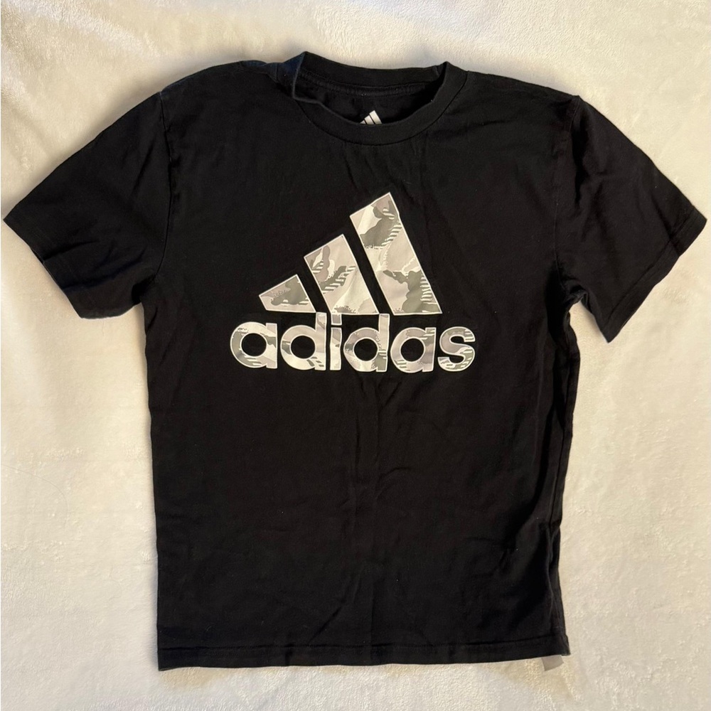 Adidas Kids Black Tee with Silver Logo